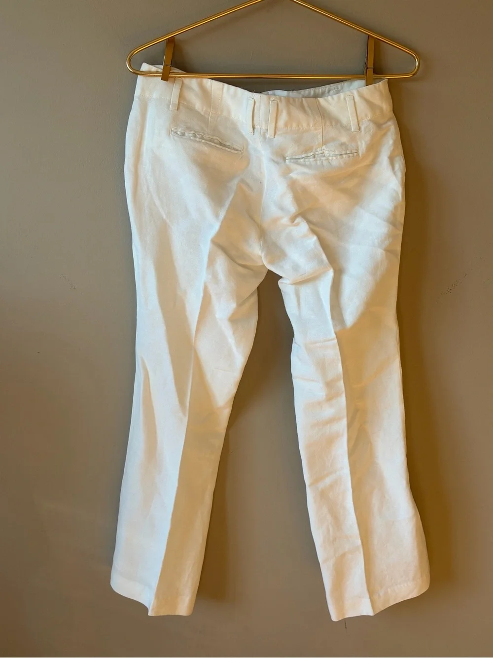 Women's white linen blend cropped pants 4P